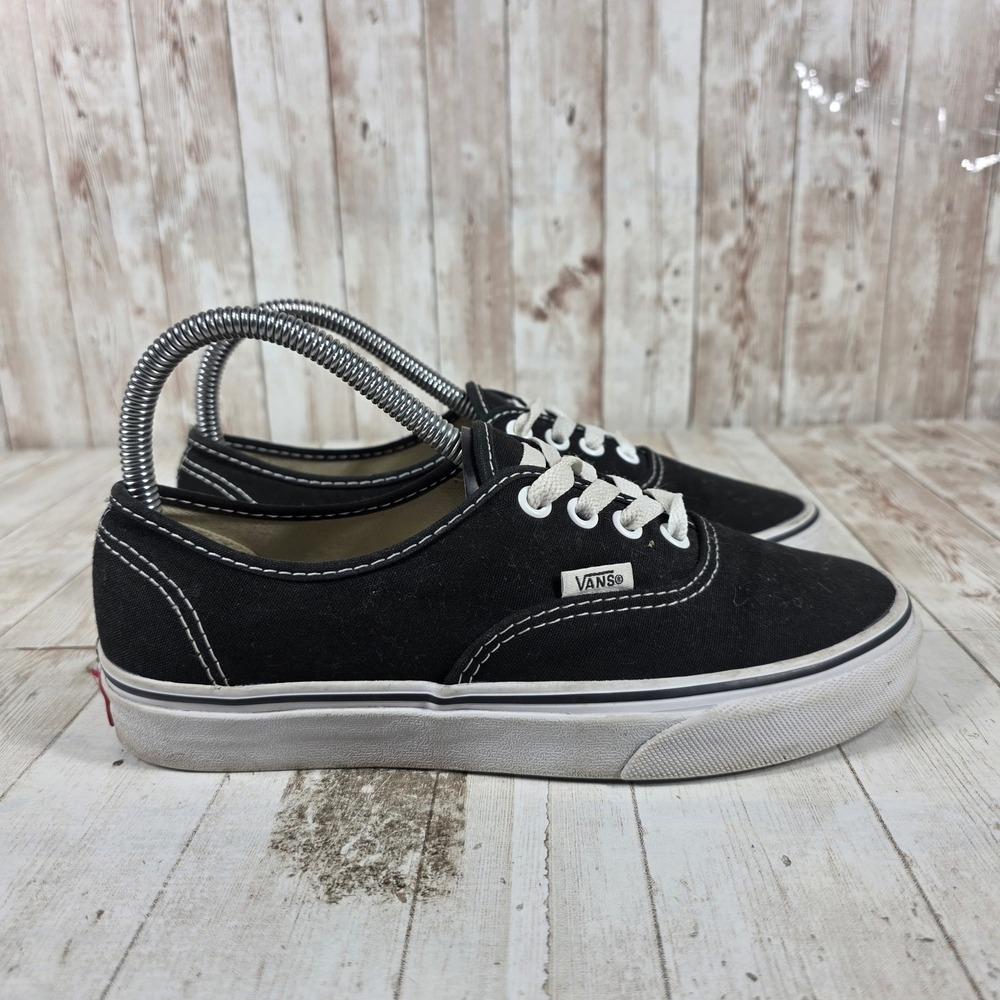 Vans Authentic Black White Canvas Low Top Skate Shoes Womens 7 Mens 5.5 TB4R